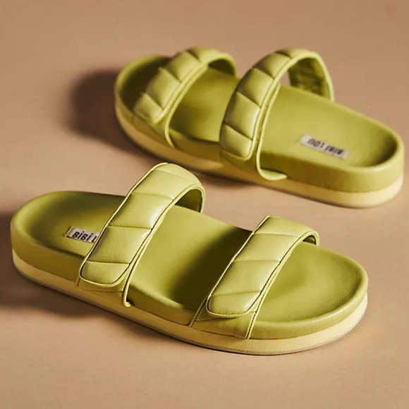 New Bibi Lou x Anthropologie Cortona Puff-Strap 8 Off White Adjustable Slide - Picture 5 of 9